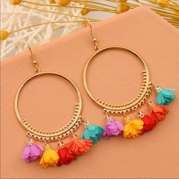 None Jewelry - 🔥3/$25🔥Tassel Drop Hoop Boho Earrings